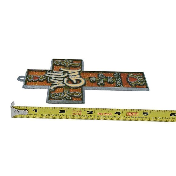 Religious Suncatcher With God All Things Are Possible Acrylic And Metal Painted - Picture 6 of 9